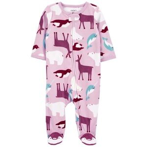 Carter's Pink Animal Print Fleece Baby Sleeper Pajamas